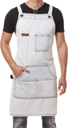 Miniatura 2 de Delantal de cocina profesional diseñado para cocina, barbacoa, parrilla, 10 onzas, babero ajustable para mujeres y hombres, con lazo para toalla