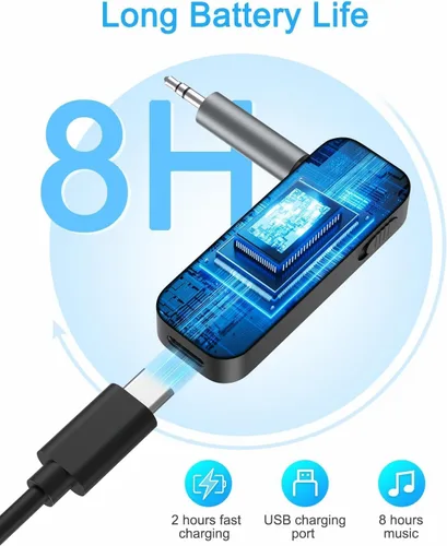 Miniatura 8 de Receptor transmisor Bluetooth 5.3 2 en 1, adaptador de audio Bluetooth inalámbrico AUX para coche, TV, altavoz, sistema estéreo y auriculares