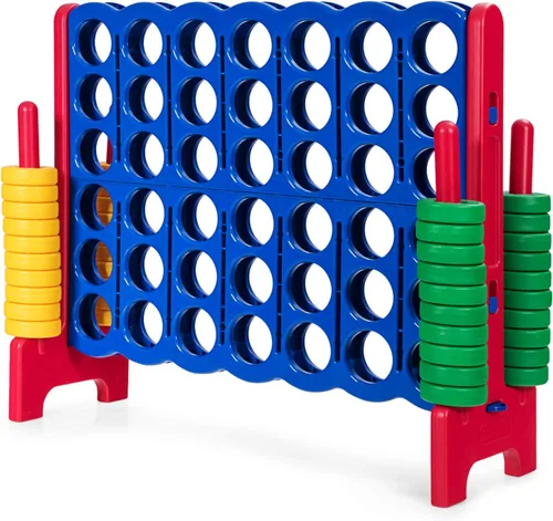 Miniatura 10 de ARLIME Juego gigante de conexión 4 en fila, juego de juguetes jumbo de 4 en puntuación de 47 pulgadas con palanca de liberación rápida, anillo