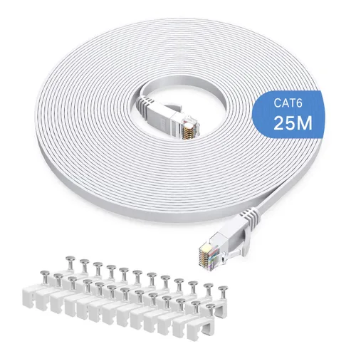 Miniatura 9 de Cable Ethernet Cat6 de 49.2 ft, cables largos de Internet de alta velocidad, diseño plano de 1 Gbps para UTP de 250 Mhz/s para consola, PS3, PS4