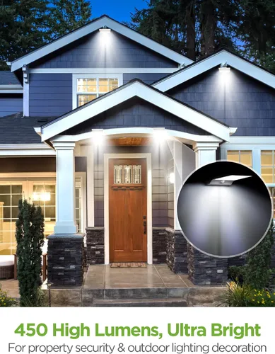 Miniatura 2 de InnoGear Luces solares de canalón para exteriores, 80 luces LED de montaje en pared con sensor de movimiento, 4 modos de funcionamiento