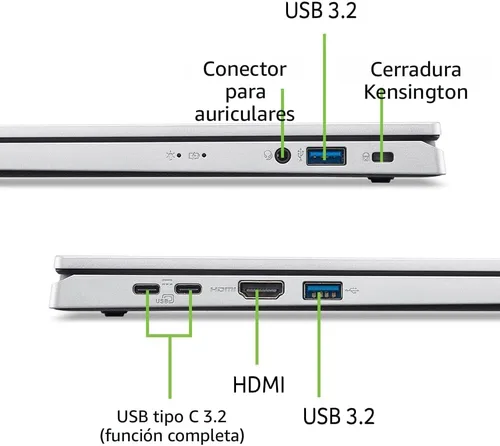 Miniatura 2 de Acer Aspire Go 15 AI Ready Laptop Pantalla IPS FHD de 15.6 pulgadas (1920 x 1080), procesador Intel Core 3 N355, gráficos Intel, DDR5 de 8 GB, UFS