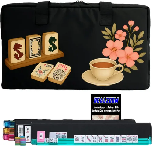 Set completo de Mahjong americano de DEALZOOMS, juego completo con 166 azulejos de Mahjong, estantes de Mahjong con empujadores, instrucciones,