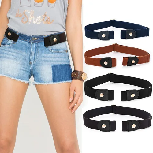 Miniatura 2 de Paquete de 34 cinturón invisible para mujer, sin hebilla, ajustable, elástico, elástico, para jeans, pantalones, vestidos