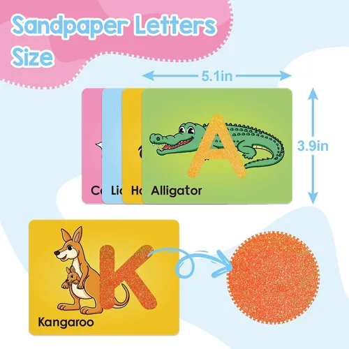 Miniatura 4 de Broytain Tarjetas de letras de papel de lija para niños pequeños de 3 años, juegos de palabras, juguetes de terapia del habla para 3, 4, 5