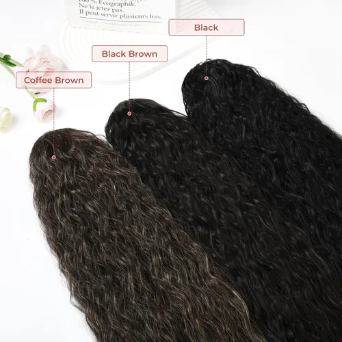Miniatura 6 de LONAI Extensión de Cola de Caballo, 34" Negro Largo Ondulado con Cordón Extensiones de Cola de Caballo, DP001 Más Suave Más Ligero 80% Importación