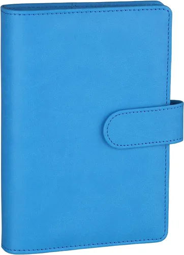 Miniatura 25 de Antner - Archivador de piel sintética con 6 anillos, para papel de tamaño A6, agenda personal con hojas sueltas y cubierta con cierre magnético, azul