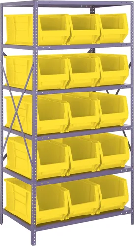 Miniatura 594 de Quantum QSBU-245BK Heavy Duty Shelving Unit with (7) Shelves and (24) QUS245 Black Bins for Garage Warehouse Storage Distribution 400 lb Load