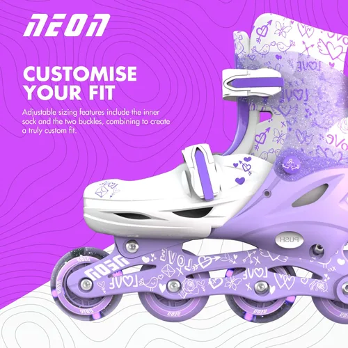 Miniatura 4 de Yvolution Patines en línea ajustables de neón – Patines para niños con ruedas iluminadas – Tallas J12–6, para niños y niñas a partir de 5 años