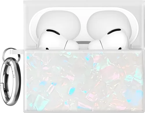 Miniatura 15 de Flaunt Funda cuadrada oficial para AirPods Pro 3 con anillo plateado, compatible con AirPods Pro de 3ª generación, carga inalámbrica, ligera y a