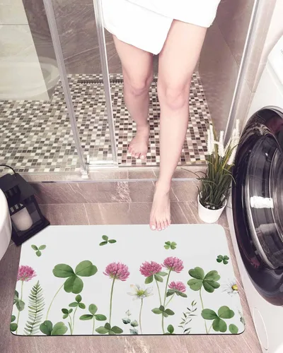 Miniatura 6 de Tapete de baño antideslizante con hojas de flores, de secado rápido y absorbente, de tierra de diatomeas, fregadero, cocina, sala de estar, lavable