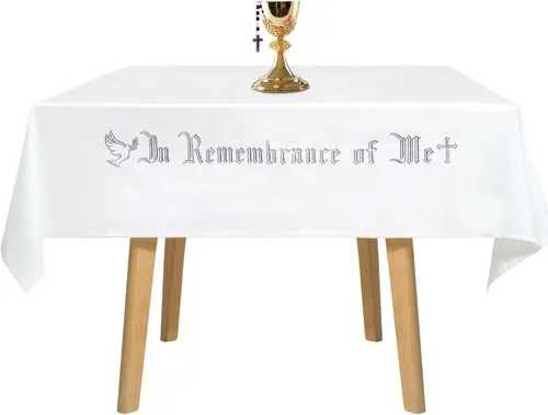 Miniatura 8 de VitalCozy Gran en Recuerdo de Mí Frontal de Altar 88.2x52pulg Cubierta de Paño de Mesa de Comunión Blanca Rectangular Paños de Mesa de Comunión