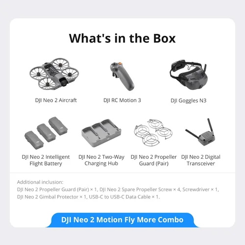 Miniatura 9 de Combo DJI Neo 2 Motion Fly More con RC Motion 3 y gafas N3, transmisión estable con transceptor digital, dron 4K para principiantes, vuelo FPV, 3