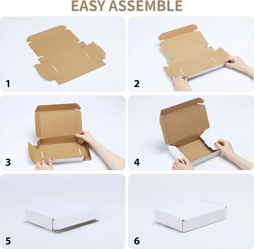 Miniatura 6 de RLAVBL Juego de 25 cajas de envío de 10 x 8 x 3, caja de cartón corrugado blanca para embalaje, correo, negocios Blanco
