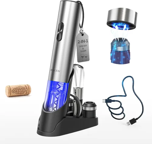 Miniatura 7 de Juego de abridor eléctrico de botellas de vino CIRCLE JOY - Sacacorchos recargable inalámbrico, juego de regalo con base de carga, cortador de papel