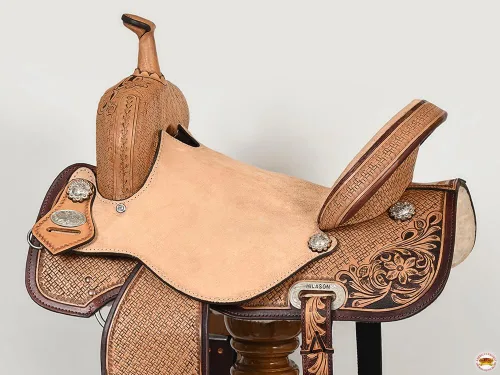 Miniatura 5 de HILASON Flex Tree Western Horse Saddle in American Leather Barrel Trail for Horses