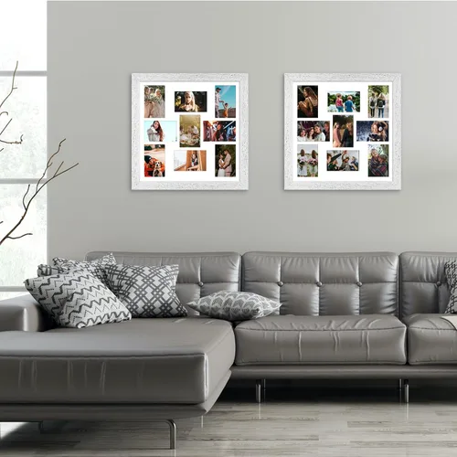 Miniatura 665 de Marcos de Fotos Collage de 13.5X15.5 con 7 Aberturas para Fotos de 4X6, Marco de Fotos Múltiples con Paspartú para Decoración de Pared, Grano