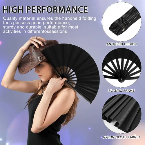 Miniatura 4 de Blulu 8 piezas de abanicos grandes plegables para baile en línea de 13 pulgadas, abanicos de botas en el suelo para baile en línea para mujeres