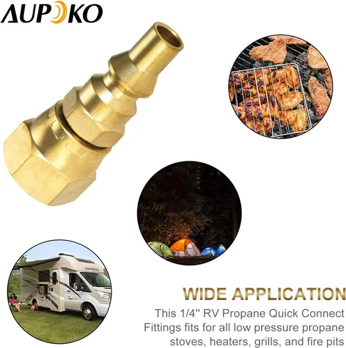 Miniatura 3 de Aupoko Accesorios de conexión rápida de propano RV de 1/4 pulgadas, enchufe de conexión rápida de 1/4 pulgadas x 3/8 pulgadas hembra para conectar
