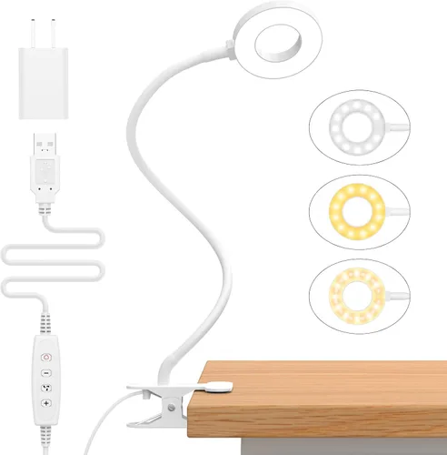 iZELL Luz de Lectura, Lámpara de Abrazadera USB para Niños Leyendo Libros en la Cama por la Noche, Pequeña Lámpara de Escritorio LED con Brazo