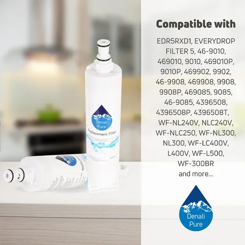 Miniatura 9 de Paquete de 2 filtros de agua de repuesto para refrigerador Whirlpool ED5VHGXML13, compatible con cartucho de filtro de agua para refrigerador