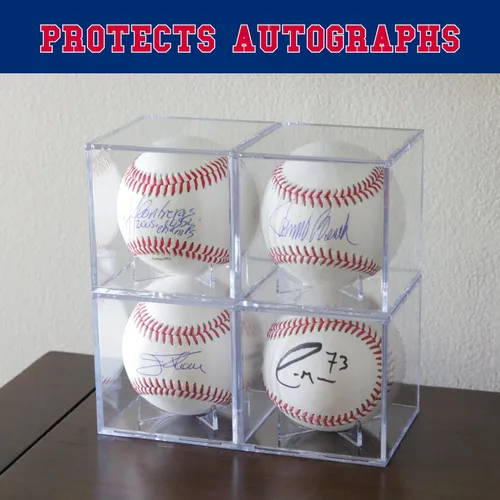 Miniatura 4 de Baseball Cube (2 unidades) – Caja de exhibición de acrílico transparente con protección UV – Soporte de pelota de juego autografiado
