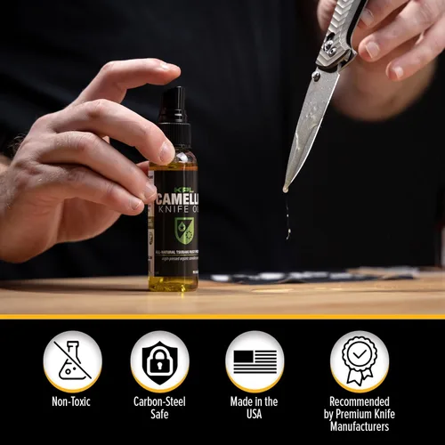 Miniatura 5 de Knife Pivot Lube Aceite de cuchillo de camelia para cuchillas - Tsubaki, aceite de afilado para limpieza y cuidado de cuchillas - Botella de spray