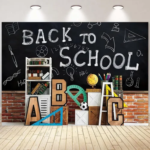 Miniatura 12 de Telón de fondo de pizarra negra para el regreso a clases, fondo de fotografía para el primer día de escuela, accesorios para cabina de fotos