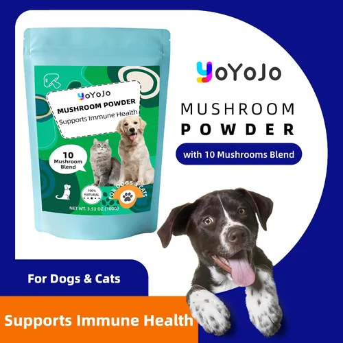 Miniatura 2 de Extracto de hongos en polvo para perros y gatos – Complejo de 10 hongos suplemento para mascotas para inmunidad, salud celular, cognición