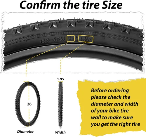 Miniatura 2 de MOHEGIA Neumático de repuesto para bicicleta de montaña: neumático de bicicleta plegable resistente a pinchazos de 26 x 1.95 pulgadas