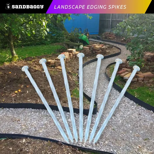 Miniatura 9 de Sandbaggy Estacas galvanizadas de 6 pulgadas para bordes de paisaje, clavos de paisaje en espiral, acero de calibre 7, ideales para suelos rocosos