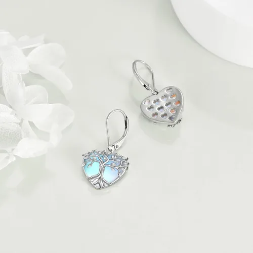 Miniatura 231 de Aretes colgantes con forma de lágrima de filigrana de piedra lunar de plata de ley 925 con cierre de palanca para mujer, regalos de joyería