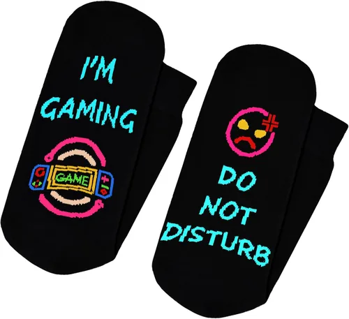 Miniatura 8 de Regalos para jugadores, calcetines divertidos para hombre regalo de cumpleaños para novio, adolescente, niños, papá, amantes de los juegos, Do Not