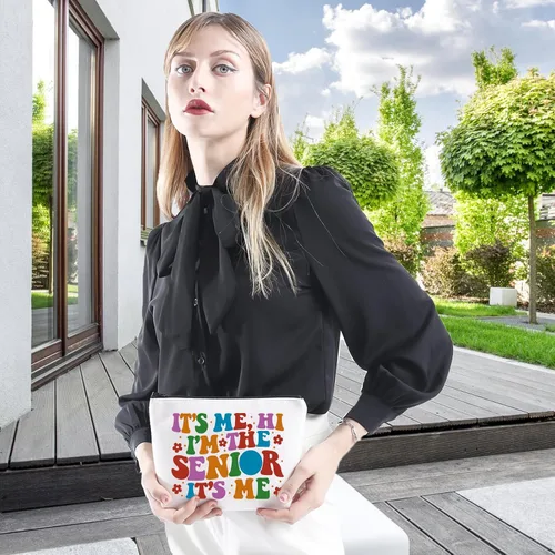 Miniatura 4 de WCGXKO Senior Class Of 2025 Gift It's Me Hi I'm The Senior It's Me - Bolsa de maquillaje con cremallera, EL MAYOR, Cremallera