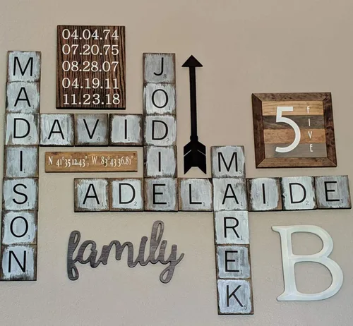 Miniatura 9 de ilauke - Cuadrados de madera de 5 pulgadas para manualidades, 36 unidades, cuadrados de madera en blanco de 0.118 pulgadas y 26 letras grandes