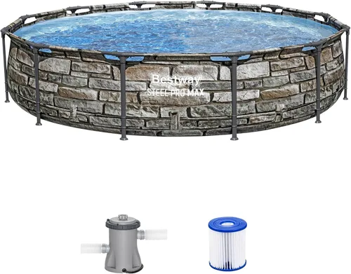 Miniatura 14 de Piscina Bestway Steel Pro sobre suelo, Azul