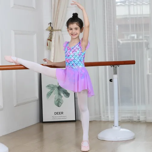 Miniatura 69 de LUOUSE Elegante leotardo de ballet para niñas con falda, mangas con volantes y volantes, perfecto para baile y gimnasia
