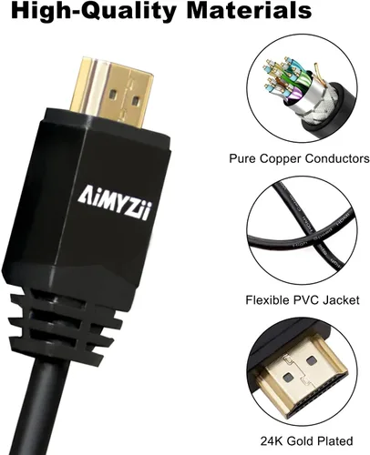 Miniatura 3 de Cable HDMI de 100 pies Aimyzii 4K HDMI 2.0 con refuerzo de señal integrado, soporte 4K 3D 2160P 1080P HDCP2.2 Ethernet ARC y ancho de banda