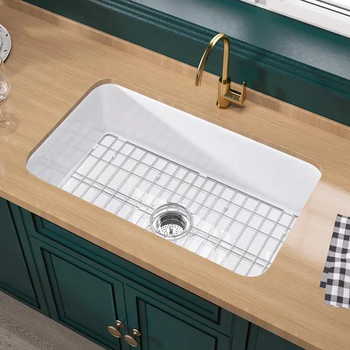 Miniatura 13 de Miuara Fregadero de barra de montaje inferior blanco de 18 pulgadas - Fregadero de cocina pequeño de montaje superior empotrable de 18"x18"x9