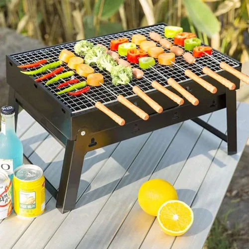 Miniatura 7 de Utoolmart Pinchos de barbacoa de acero inoxidable, palitos reutilizables para barbacoa, mango de madera para barbacoa, camping, utensilios