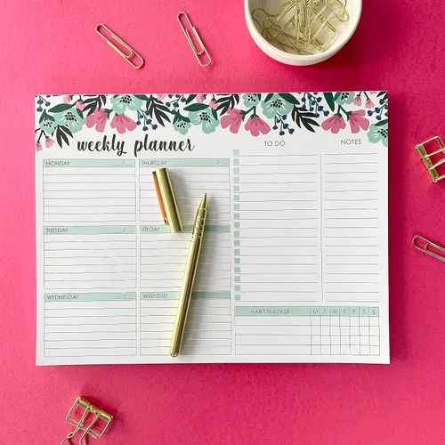 Miniatura 8 de Bloc de agenda semanal, 52 hojas tamaño carta desprendibles, 8.5” x 11” agenda semanal sin fecha, planificador de escritorio, bloc de notas