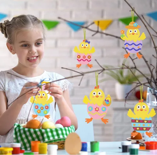 Miniatura 5 de Fennoral Paquete de 12 manualidades de Pascua para niños, haz tu propia espuma de pollo de Pascua, decoración de manualidades y manualidades