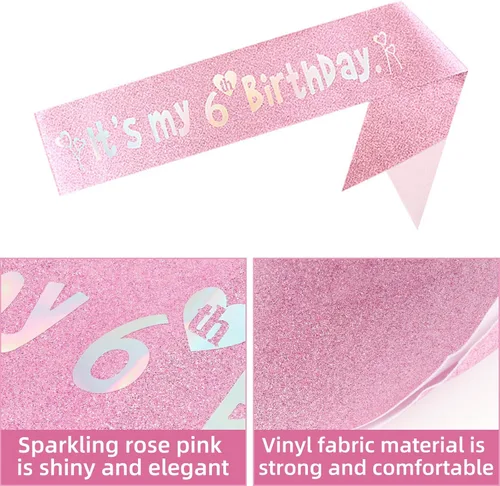 Miniatura 4 de Decoraciones de cumpleaños número 7 para niña, que incluyen corona/tiara de cumpleaños número 7, banda, adorno para pastel de cumpleaños y velas