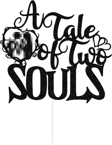 Miniatura 6 de Decoración para tartas con purpurina negra "A Tale of Two Souls", "Till Death/Till Death Do Us Party/About Damn Time", decoración temática