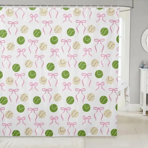 Miniatura 13 de Cortina de ducha verde naranja quemado, cortina de ducha de tela floral bohemia bohemia bohemia para niños y mujeres, cortinas de baño impermeables