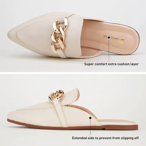 Miniatura 3 de BISON SPIRIT Mocasines planos para mujer, con puntera puntiaguda, sin cordones, mocasines