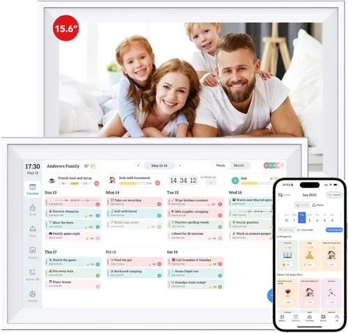 Calendario digital de 15.6 pulgadas, calendario de pared con pantalla táctil, calendarios electrónicos para organizador familiar, sincronización
