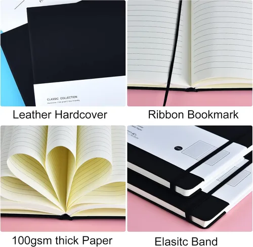Miniatura 3 de Coopay Paquete de 2 cuadernos B5, cuadernos clásicos con rayas universitarias, de tapa dura, para oficina, hogar, escuela, negocios, escritura