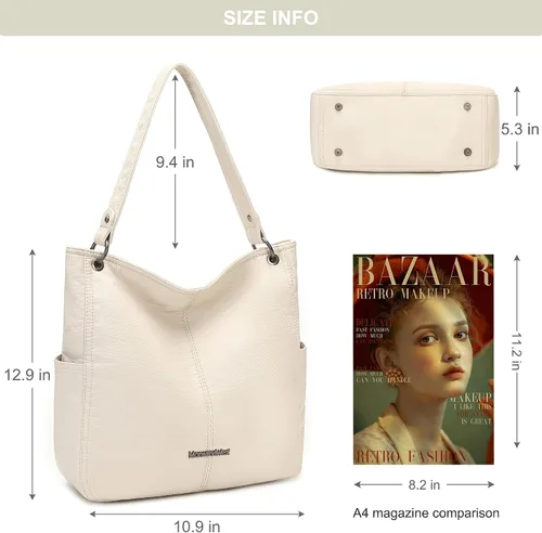 Miniatura 6 de Montana West Stone Washed Leather Hobo Purses for Women Soft Top Handle Shoulder Bag