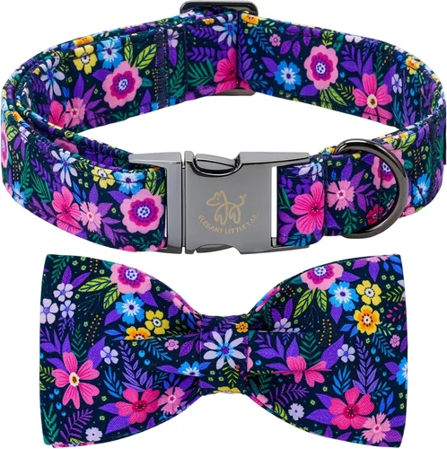 Miniatura 39 de Collar para perro Elegant Little Tail con moño, estampado de pepinillos, collar de moño lindo para perros pequeños eneldo
